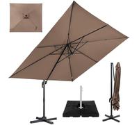 RELAX4LIFE Parasol Déporté Rectangulaire 3x3M avec Pied, Parasol de Jardin Exterieur Inclinable et Rotative 360° par Pédale en Polyester Anti-UV pour Plage Jardin Patio Café Bistro (Marron)