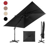 RELAX4LIFE Parasol Déporté Rectangulaire 3x3M, Parasol de Jardin Exterieur Inclinable et Rotative 360° par Pédale en Polyester Anti-UV pour Plage Jardin Patio Café Bistro (Noir)
