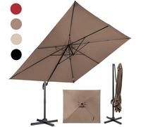 RELAX4LIFE Parasol Déporté Rectangulaire 3x3M, Parasol de Jardin Exterieur Inclinable et Rotative 360° par Pédale en Polyester Anti-UV avec 8 Baleines pour Plage Jardin Patio Café Bistro (Marron)