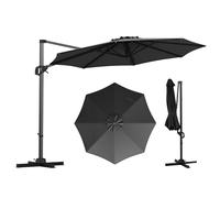 RELAX4LIFE Parasol Déporté Rond Φ3M Rotatif à 360° avec Pédale, Inclinaison Réglable par Poignée, Mât en Alu & 8 Baleines, Toile Anti-UV, Parasol de Jardin Extérieur pour Terrasse Balcon (Gris)