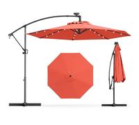 RELAX4LIFE Parasol déporté rotatif 3 m avec LED solaires (Orange) | Parasol inclinable de jardin, pivotant à 360° avec inclinaison réglable et manivelle pour terrasse et patio