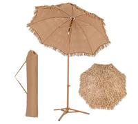 RELAX4LIFE Parasol Paille Φ200cm avec 8 Baleines | Parasol de Plage Hawaï Tropicale avec Sac de Transport, Base Pliable et Inclinable pour Jardin Patio Piscine