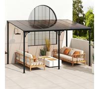RELAX4LIFE Pergola Adossée 4x3 | Pergola Murale 4x3 Jardin Extérieur | Toit Incliné en Polycarbonate Anti-UV | Imperméable | Cadre en Métal | Protection Solaire | pour Terrasse, Cour, Jardin