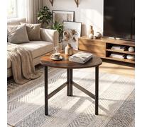 RELAX4LIFE Petite Table Basse Triangulaire, Table de Salon d'Appoint Industrielle, Placage Grain de Bois, Pieds en Métal, Bout de Canapé pour Salon, Petits Espaces, 60x59x50 CM (Marron Rustique)