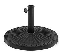 RELAX4LIFE Pied de Parasol Rond 14 KG en Résine, Base de Parasol avec Motif pour Mâts Ø 38/48 MM, Support de Jardin Stable et Résistant aux Intempéries, Design Élégant Noir