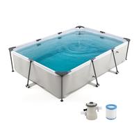 RELAX4LIFE Piscine Hors Sol 3x2 m avec Pompe et Filtre, Piscine Tubulaire Rectangulaire avec Cadre Métallique Revêtu, 3701L, Parois en PVC à 3 Couches, Montage sans Outil, pour Terrasse Jardin