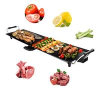 RELAX4LIFE Plancha Électrique Antiadhésif 1800W 90x23CM pour 6-8 Personnes, Chauffage Rapide, Plancha Grill Électrique Lavable à 5 Niveaux de Température avec Collecteur d'Huile