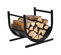 RELAX4LIFE Porte-bûches de Cheminée en Fer, Panier à Bois en Forme de U, avec Poignées, Grande Capacité de Stockage, Charge 30 KG, Convient à l’Intérieur et l’Extérieur, 43x36,5x39,5 CM, Noir