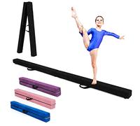 RELAX4LIFE Poutre Gymnastique Pliable 210 cm en Finette avec Pieds Surélevés, Poutre Gym au Sol Portable avec Poignées de Transport, Gymnastique Materiel pour Enfants et Adultes (Noir)