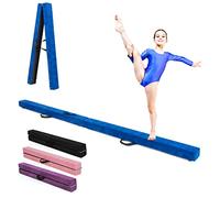 RELAX4LIFE Poutre Gymnastique Pliable 210 cm en Finette avec Pieds Surélevés, Poutre Gym au Sol Portable avec Poignées de Transport, Gymnastique Materiel pour Enfants et Adultes (Bleu)