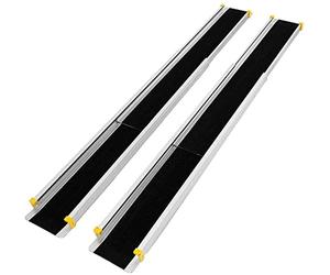 RELAX4LIFE Rampes d'Accès pour Fauteuil Roulant, Double, Mobile, Télescopique, Rigide, avec Revêtement Antidérapant et Rebords. Longueur de 121 à 213CM pour Hauteur Maxi (ERP) 19,5CM