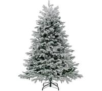 RELAX4LIFE Sapin de Noël 135cm, Arbre de Noel Slim Enneigées avec LED, Pieds de Sapin de Noël en Métal (688 Branches)