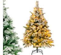 RELAX4LIFE Sapin de Noël Artificiel 140 CM, Sapin de Noël Lumineux avec 150 Lumières LED, 384 Branches en PE et PVC, Pieds en Métal pour Boutiques Maisons