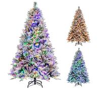 RELAX4LIFE Sapin de Noël Artificiel 180 CM Lumineux avec 8 Modes d'Éclairage, 850 Branches et 34 Pommes de Pin, Arbre à Charnière Décoration de Noël pour Boutiques Maisons