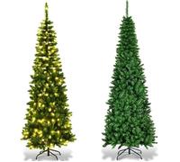RELAX4LIFE Sapin de Noël Artificiel 200cm avec Lumières LED et Pied en Métal, Arbre de Noël pour Bureau, Maison, Vitrine de Magasin