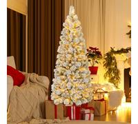RELAX4LIFE Sapin de Noël Artificiel Lumineux LED 180cm, 517 Branches Enneigées, 170 Lumières LED Blanc Chaud, Support en Métal, Décoration pour Fêtes Maison Boutique