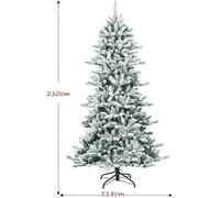 RELAX4LIFE Sapin de Noël Automatique 210 CM avec Flocons de Neige et Pommes de Pin, Arbre de Noël avec 1108 Branches et Base