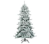 RELAX4LIFE Sapin de Noël Automatique 210 CM en PVC Ignifuge avec Flocons de Neige et Pommes de Pin, Arbre de Noël Réaliste avec 1108 Branches et Base en Fer pour Maison, Bureau, Magasin