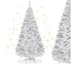 RELAX4LIFE Sapin de Noël Blanc 150 CM, Sapin Noel Artificiel en PVC avec Support en Métal, Arbre de Noël pour Décoration Maison/Bureau/Magasin (Blanc, 150 CM)