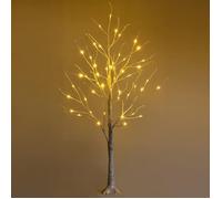 RELAX4LIFE Sapin de Noël Blanc 150cm Lumineux, Bouleau Artificiel avec 72 LED Chaud, Arbre de Noël Décoratif pour Maison/Commerce