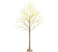 RELAX4LIFE Sapin de Noël Blanc 180cm Lumineux, Bouleau Artificiel avec 96 LED Chaud, Arbre de Noël Décoratif pour Maison/Commerce