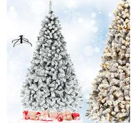 RELAX4LIFE Sapin de Noël Blanc en PVC Lumineux LED 200/250 cm, Arbre de Noël avec Socle en Métal Idéal pour Maison/Bureau/Magasin (Hauteur 250cm, 1010 Branches)