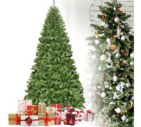 Relax4life Sapin de Noël en PVC Ignifuge 180/225CM avec Support en Métal ,Arbre de Noël Réaliste 928 Branches en Forme d'Épicéa pour Décorations de Fête Noël dans Maison, Magasin, Vert (225cm)