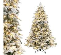 RELAX4LIFE Sapin de Noël Enneigé 180 cm avec 260 Lumières Intégrées, Arbre de Noël Décoration pour Maison-Commercial (1415