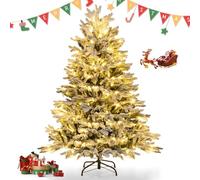 RELAX4LIFE Sapin de Noël Lumineux LED 150 CM avec 688 Branches en PE et PVC, 200 LED Blanc Chaud Intégré, Support en Métal, Sapin Artificiel pour Décoration Noël pour Boutiques Maisons