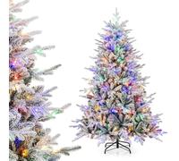 RELAX4LIFE Sapin de Noël Lumineux LED 180cm, Sapin de Noël Realiste avec PVC Ignifugé, 8 Modes Lumineux, 820 Pointes de Branche, Cadre Automatique, Base en Métal pour Maison Bureau Magasins