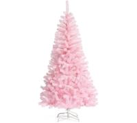 RELAX4LIFE Sapin de Noël Rose 150 CM avec Base en Métal, Arbre de Noël Artificiel avec 290 Branches, Décoration de Noël