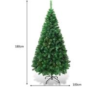 RELAX4LIFE Sapin de Noël Vert Hauteur 180cm, 650 Branches, Arbre de Noël avec Socle en Métal Idéal pour Maison-Bureau-Magasin