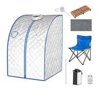 RELAX4LIFE Sauna à Vapeur Pliable 3L 1000W, Cabine de Sauna avec Chaise, Tente de Sauna avec Temps et Température Réglable À 9 Niveaux, pour Amincissement, Détoxification, 78X87X100CM (Argent)