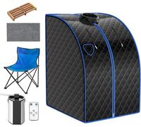 RELAX4LIFE Sauna à Vapeur Pliable 3L, Cabine de Sauna 1000W avec Chaise, Tente de Sauna Portable, Temps & Température Réglable,Noir