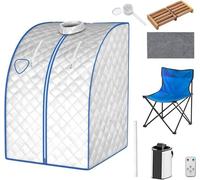 RELAX4LIFE Sauna à Vapeur Pliable 3L, Cabine de Sauna 1000W avec Chaise, Tente Sauna Portable, Temps & Température Réglable, Argent