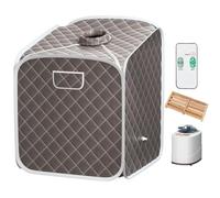 RELAX4LIFE Sauna à Vapeur Portable 2L 1000W, Cabine de Sauna Pliable à Domicile avec 9 Températures Ajustables, Tente de Spa avec Rouleau de Massage, Télécommande pour Détoxification (Gris)