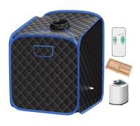 RELAX4LIFE Sauna à Vapeur Portable 2L 1000W, Cabine de Sauna Pliable à Domicile avec 9 Températures Ajustables, Tente de Spa avec Rouleau de Massage, Télécommande pour Détoxification (Noir)