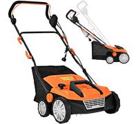 RELAX4LIFE Scarificateur Aérateur Électrique 1800W jusqu'à 350m² avec Bac de Ramassage 45L, Profondeur&Hauteur Réglable,Verrou de sécurité pour Gazon Sol (Orange, 45L-1800W)