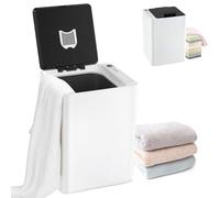 RELAX4LIFE Sèche-Serviettes à Seau 23L, Chauffe-Serviettes Électrique pour Salle de Bain avec Couvercle Supérieur, Minuterie et Protection Contre la Surchauffe pour Spa Hôtel, Blanc et Noir