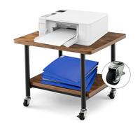 RELAX4LIFE Support d'Imprimante Mobile à 2 Niveaux avec Roue Universelle Verrouillable，Organisateur de Bureau Style Moderne pour Télécopieur, Scanner, Téléphone 48,5X40X35,7CM (Marron)