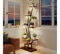 RELAX4LIFE Support Plante Intérieur avec Lumière de Croissance, Étagère à Fleurs 8 Niveaux avec Cadre en Métal, Porte Plante Interieur Industriel 156 CM, Décoration pour Bureau, Maison, Coin (1)