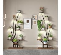 RELAX4LIFE Support Plante Intérieur avec Lumière de Croissance, Étagère à Fleurs 8 Niveaux avec Cadre en Métal, Porte Plante Interieur Industriel 156 CM, Décoration pour Bureau, Maison, Coin (2)