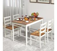 RELAX4LIFE Table a Manger avec 4 Chaises, Table Salle à Manger Rétro avec Grain Bois & Pieds Robustes, Table Cuisine 108X66,5 CM pour Salon Resto Cuisine, Blanc+Marron Rustique (1 Table + 2 Chaises)