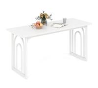 RELAX4LIFE Table a Manger Rectangulaire 160 CM pour 6-8 Personnes, Table Cuisine avec Structure en Arche Métallique, Table Salle à Manger Blanche pour Cuisine, Salon (Blanc)