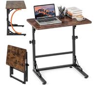 RELAX4LIFE Table d'Appoint Réglable en Hauteur 51-66 CM, Bout de Canapé Pliable en Forme C avec Cadre Métallique, Petit Bureau Assis Debout Industriel pour Ordinateur Portable pour Canapé Chambre
