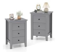 RELAX4LIFE Table de Chevet à 3 Tiroirs, Table d'Appoint Compacte Tiroirs Coulissants Style Simple pour Chambre, Salon, Couloir (Gris,Lot de 2)