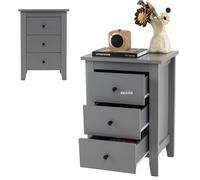 RELAX4LIFE Table de Chevet à 3 Tiroirs, Table d'Appoint Compacte Tiroirs Coulissants Style Simple pour Chambre, Salon, Couloir (Gris,Lot de 1)
