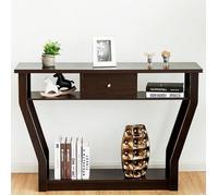 RELAX4LIFE Table de Console d'Entrée - Tiroir et 3 Compartiments de Rangement - 120 x 30 x 81,3 CM - Charge Max 60 KG - Brun