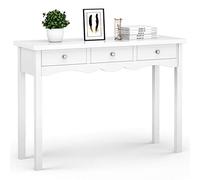 RELAX4LIFE Table de Console en Bois avec Tiroirs, Table d'Entrée et Coiffeuse pour Chambre à Coucher/Couloir/Salon/Bureau Style Moderne, Blanc/Noir (100x32x75cm, Blanc)