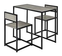 RELAX4LIFE Table de Cuisine 2 Personnes avec Chaises Style Industriel, Cadre en Métal, Petite Table Mange Debout Compact Robuste pour Salle à Manger Salon Bistro (Gris)